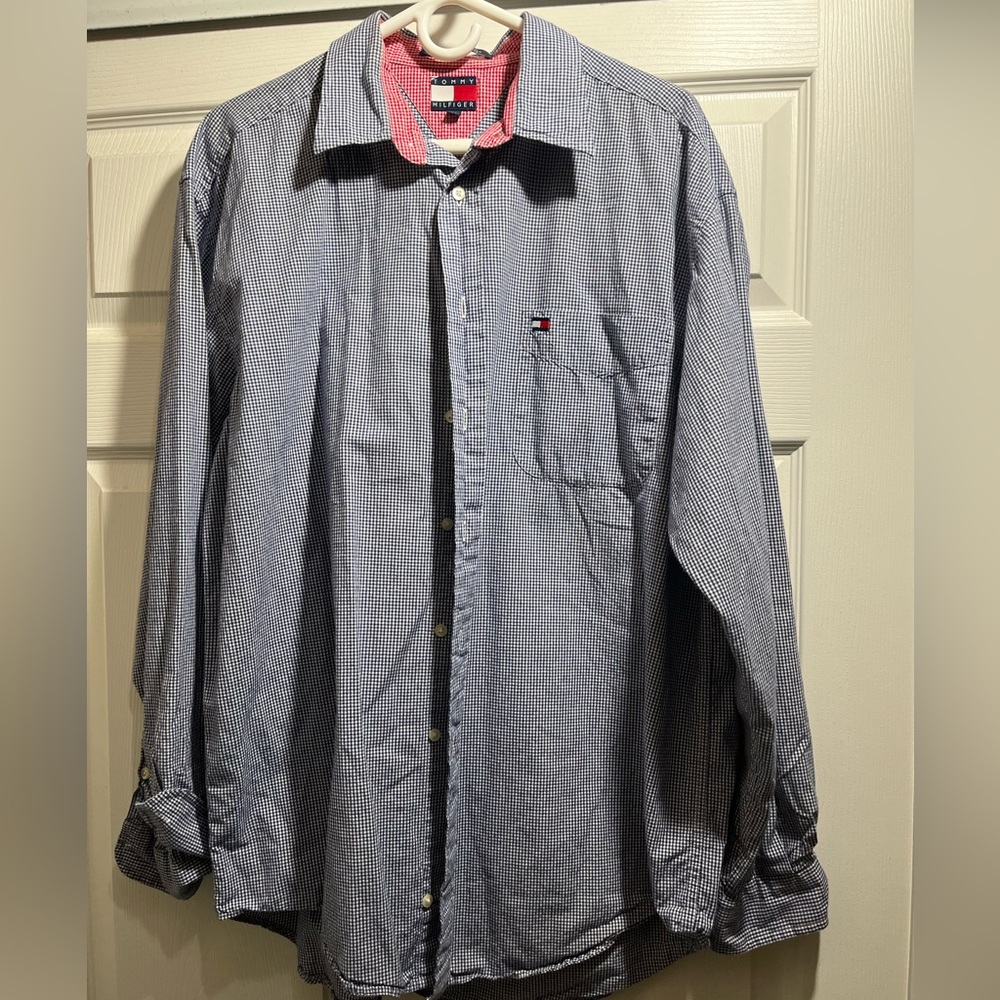 Mens plaid tommy hilfiger button up